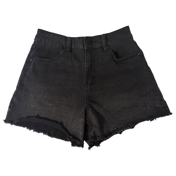 Sincerely Jules Jeans Size 25 Black Denim Cutoff Shorts High Rise Frayed Hem Y2K - Picture 1 of 8